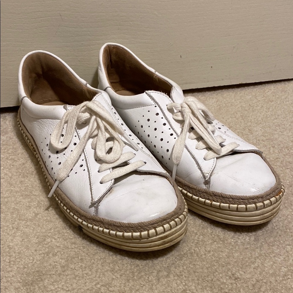 Conchisa Naomi White Leather Sneakers Size 39 Women’s US 8.5 Espadrilles Trim